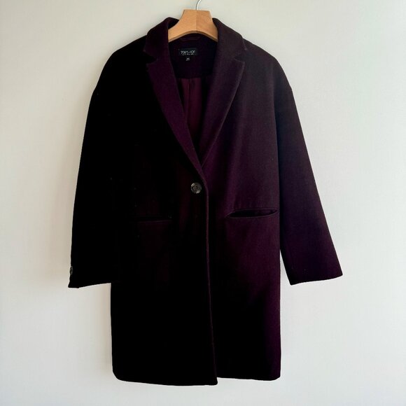 TOPSHOP Maroon Top Coat - Picture 2 of 4